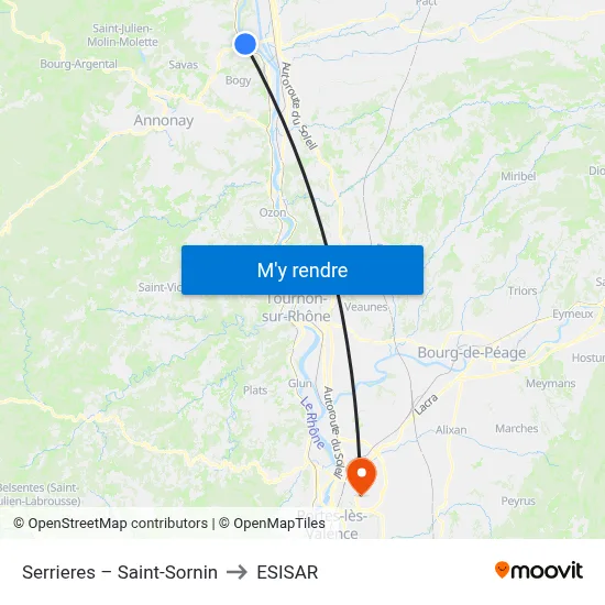 Serrieres – Saint-Sornin to ESISAR map