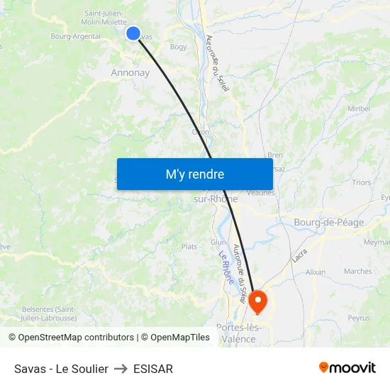 Savas - Le Soulier to ESISAR map