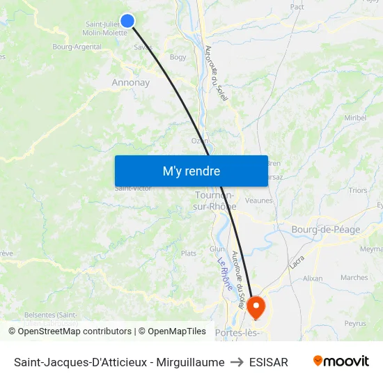 Saint-Jacques-D'Atticieux - Mirguillaume to ESISAR map