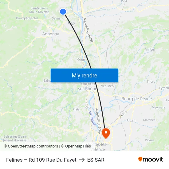 Felines – Rd 109 Rue Du Fayet to ESISAR map