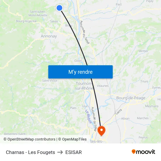 Charnas - Les Fougets to ESISAR map