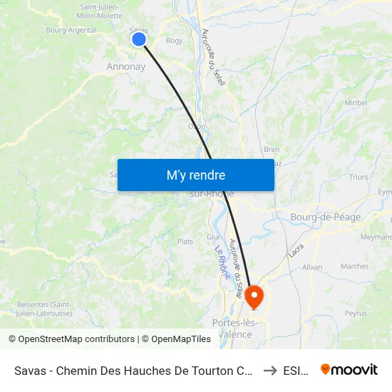 Savas - Chemin Des Hauches De Tourton Chalon (N°159) to ESISAR map