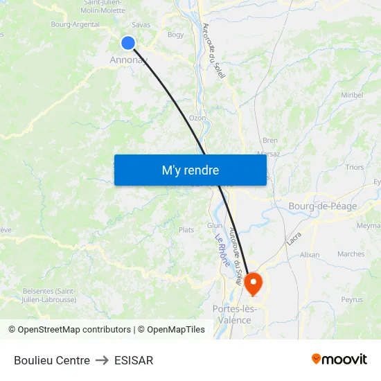 Boulieu Centre to ESISAR map