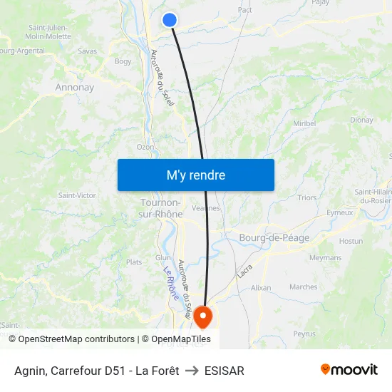 Agnin, Carrefour D51 - La Forêt to ESISAR map