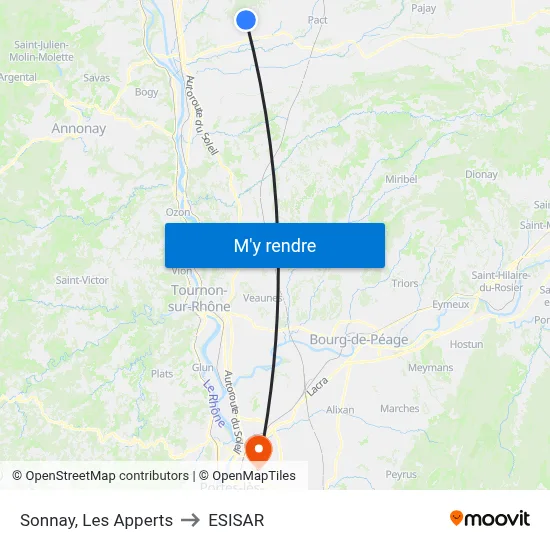 Sonnay, Les Apperts to ESISAR map