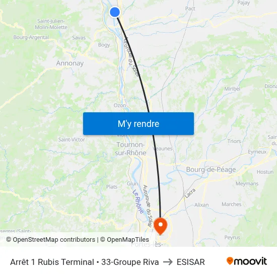 Arrêt 1 Rubis Terminal • 33-Groupe Riva to ESISAR map