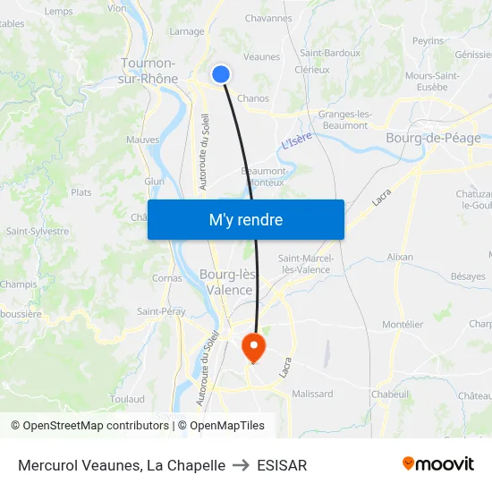Mercurol Veaunes, La Chapelle to ESISAR map