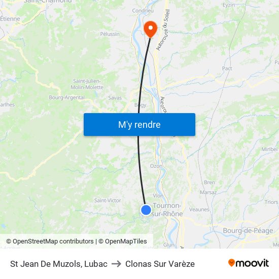St Jean De Muzols, Lubac to Clonas Sur Varèze map