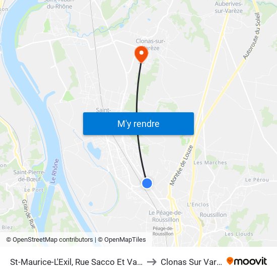 St-Maurice-L'Exil, Rue Sacco Et Vanzetti to Clonas Sur Varèze map