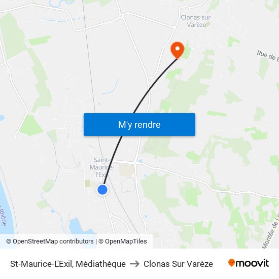 St-Maurice-L'Exil, Médiathèque to Clonas Sur Varèze map