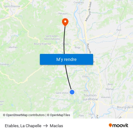 Etables, La Chapelle to Maclas map