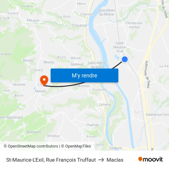 St-Maurice-L'Exil, Rue François Truffaut to Maclas map