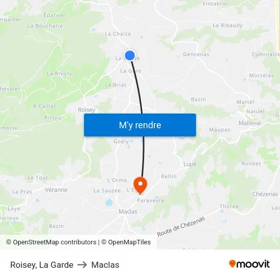 Roisey, La Garde to Maclas map