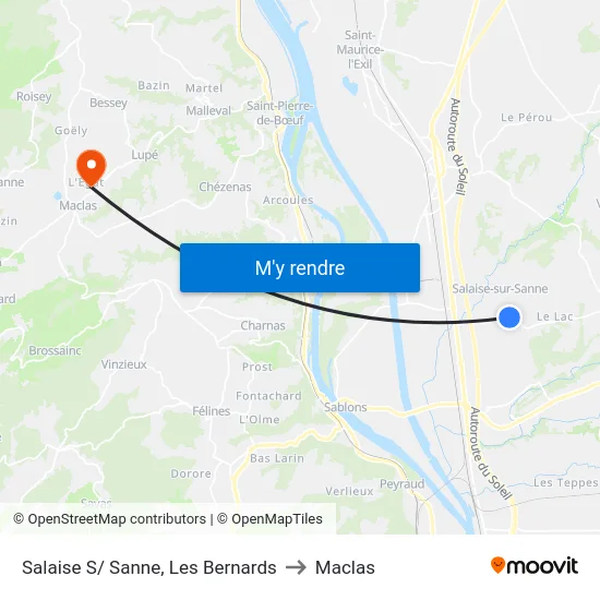 Salaise S/ Sanne, Les Bernards to Maclas map