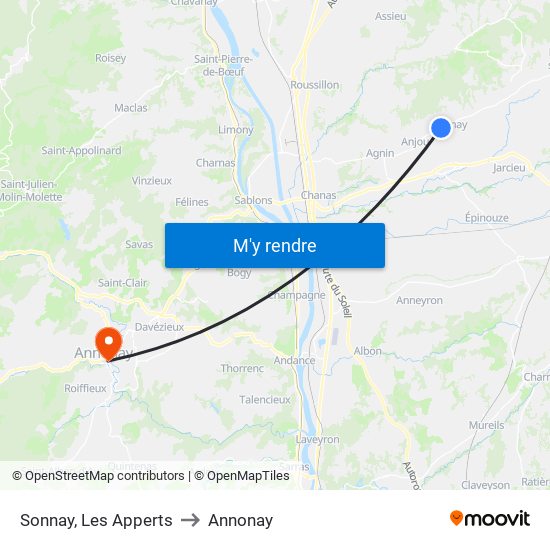 Sonnay, Les Apperts to Annonay map