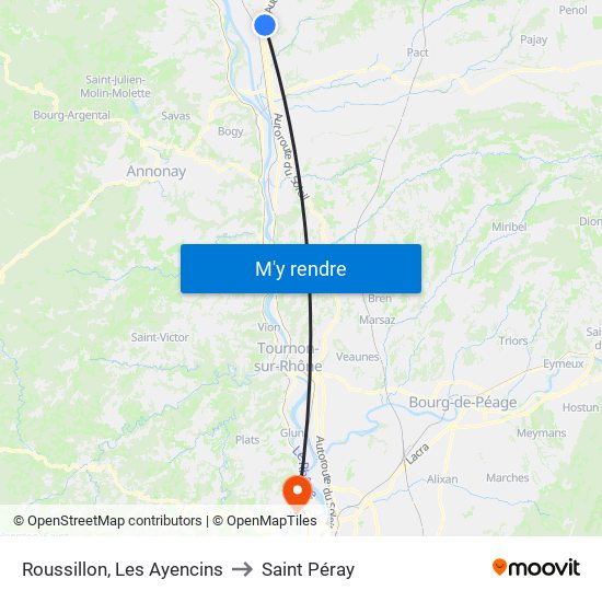 Roussillon, Les Ayencins to Saint Péray map