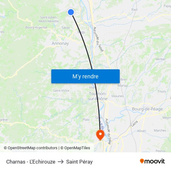Charnas - L'Echirouze to Saint Péray map