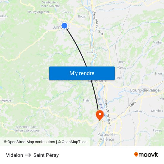 Vidalon to Saint Péray map