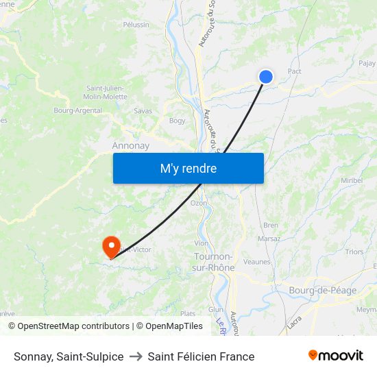 Sonnay, Saint-Sulpice to Saint Félicien France map