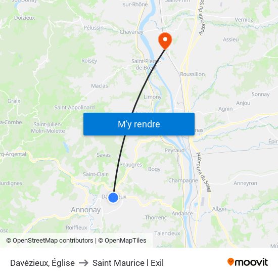 Davézieux, Église to Saint Maurice l Exil map