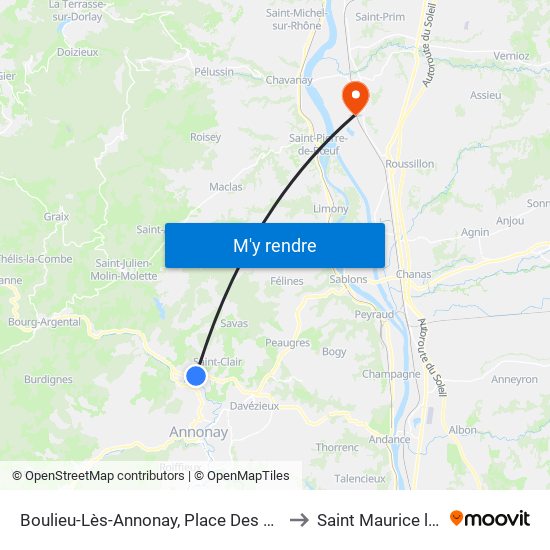 Boulieu-Lès-Annonay, Place Des Ecoles to Saint Maurice l Exil map