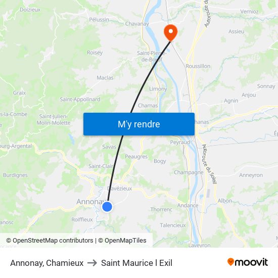 Annonay, Chamieux to Saint Maurice l Exil map