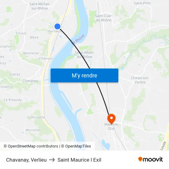 Chavanay, Verlieu to Saint Maurice l Exil map