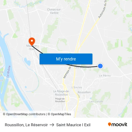 Roussillon, Le Réservoir to Saint Maurice l Exil map
