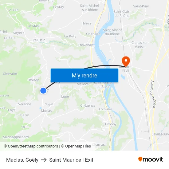 Maclas, Goëly to Saint Maurice l Exil map