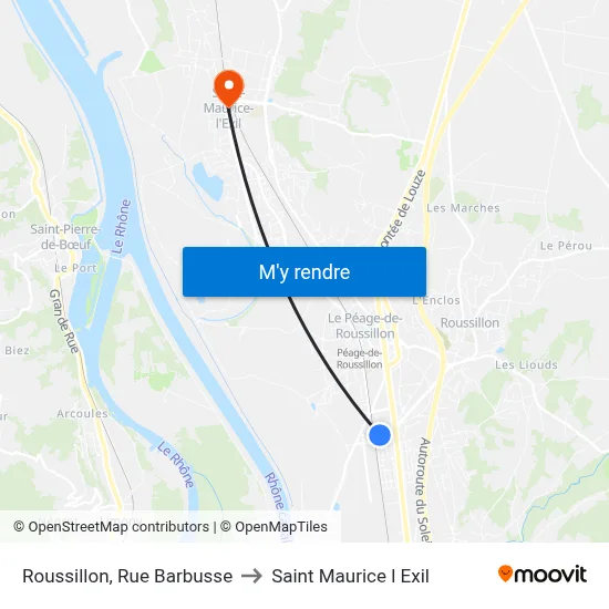 Roussillon, Rue Barbusse to Saint Maurice l Exil map
