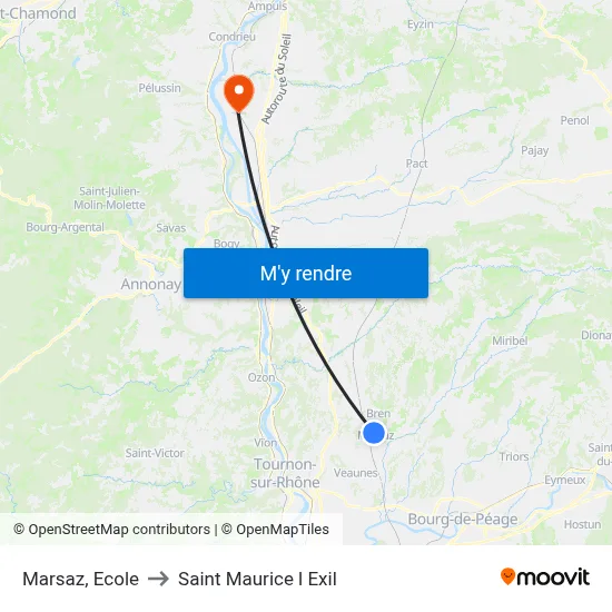 Marsaz, Ecole to Saint Maurice l Exil map