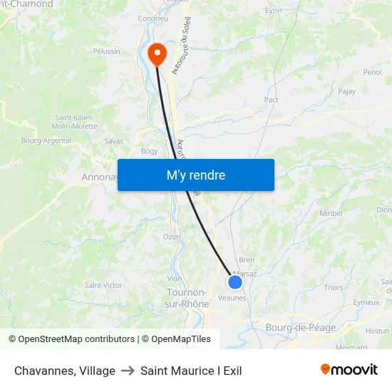 Chavannes, Village to Saint Maurice l Exil map