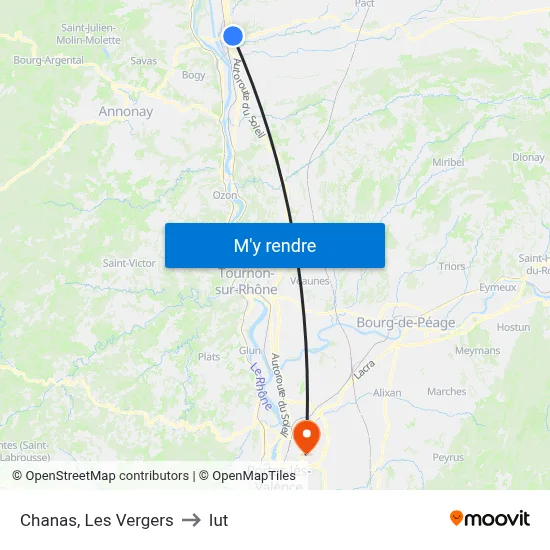 Chanas, Les Vergers to Iut map