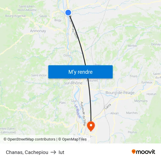 Chanas, Cachepiou to Iut map