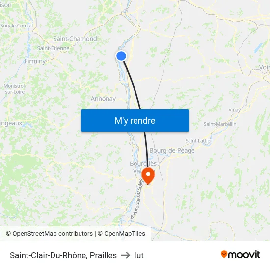 Saint-Clair-Du-Rhône, Prailles to Iut map