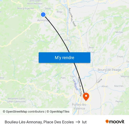 Boulieu-Lès-Annonay, Place Des Ecoles to Iut map