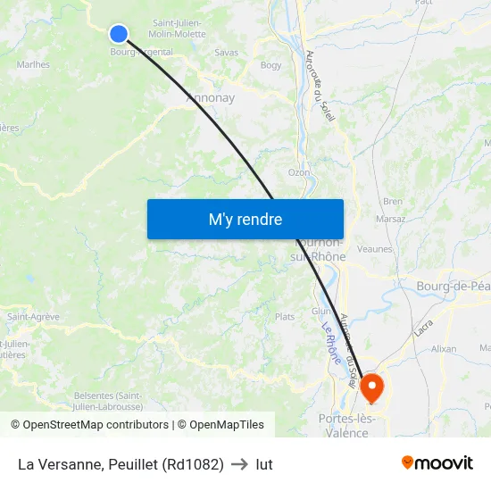 La Versanne, Peuillet (Rd1082) to Iut map