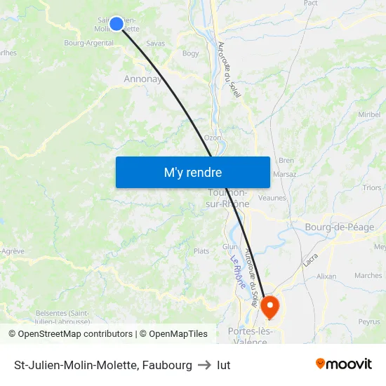 St-Julien-Molin-Molette, Faubourg to Iut map