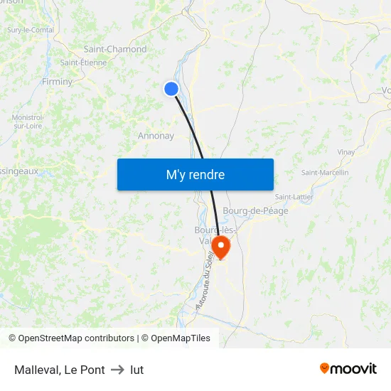 Malleval, Le Pont to Iut map