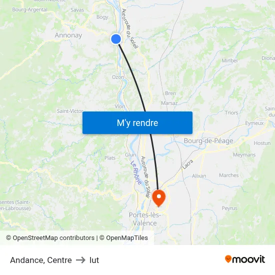 Andance, Centre to Iut map