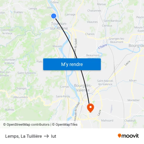 Lemps, La Tuillière to Iut map