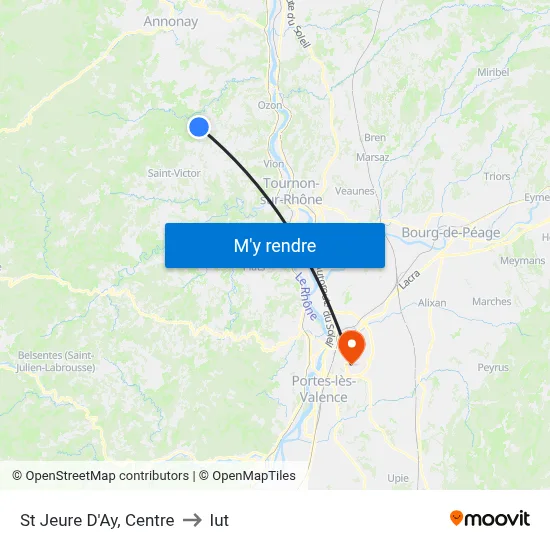 St Jeure D'Ay, Centre to Iut map