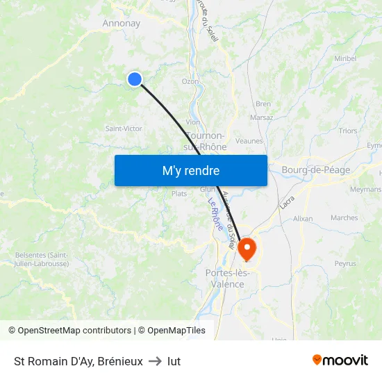 St Romain D'Ay, Brénieux to Iut map