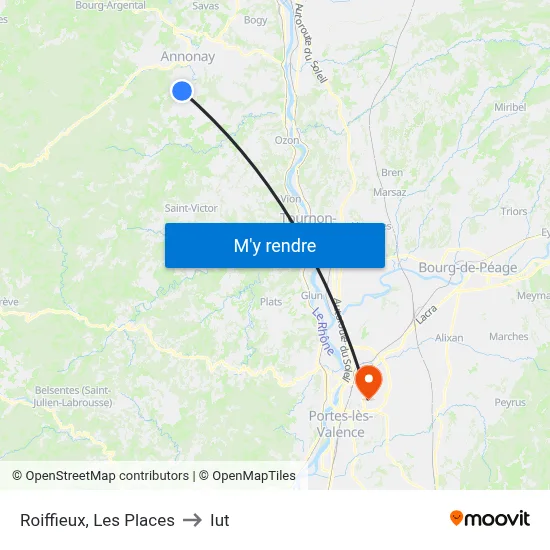 Roiffieux, Les Places to Iut map