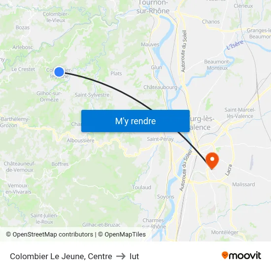 Colombier Le Jeune, Centre to Iut map