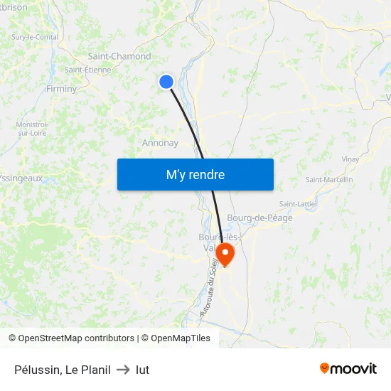 Pélussin, Le Planil to Iut map