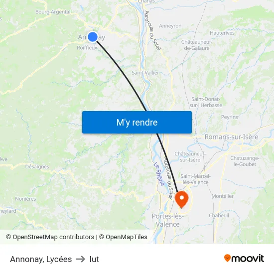 Annonay, Lycées to Iut map
