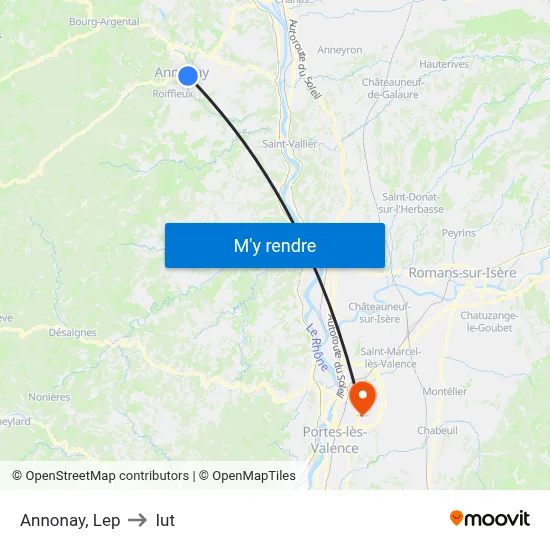 Annonay, Lep to Iut map