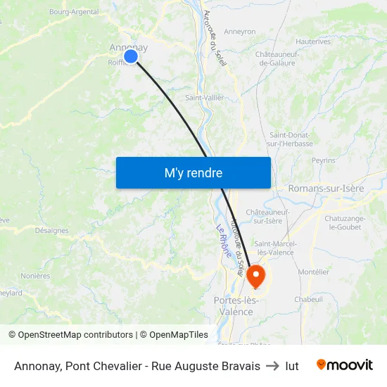 Annonay, Pont Chevalier - Rue Auguste Bravais to Iut map
