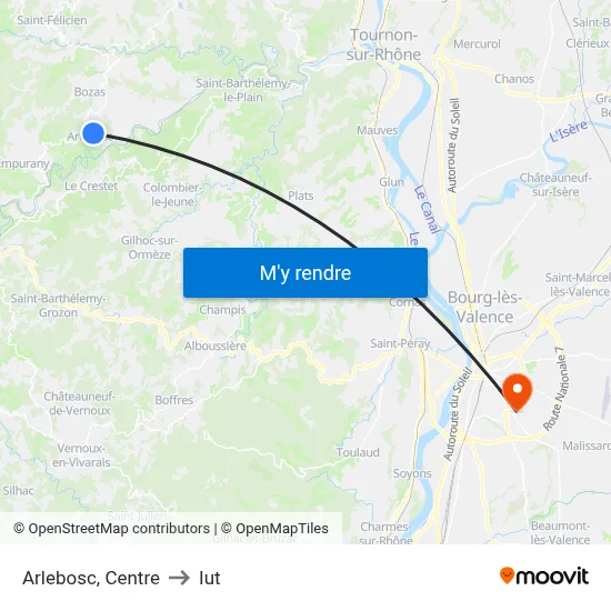 Arlebosc, Centre to Iut map